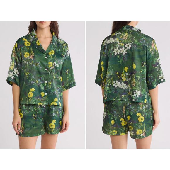 Ted Baker London Flourish Boxy Short Sleeve Top & Shorts Pajama Set L NEW - Picture 1 of 6